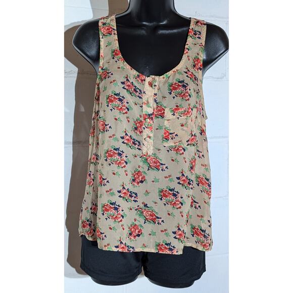 Be Cool Floral Tank Top Sleeveless Blouse Racerback Casual Summer - Picture 1 of 4